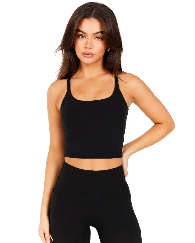 Aura Thin Strap Tank - Black