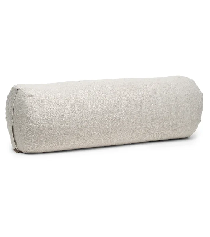 B, Halfmoon Linen Cylindrical Bolster Natural Linen