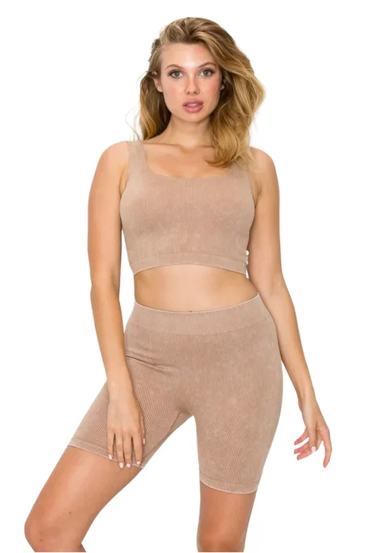 Effortless Biker Short Set - Mocha