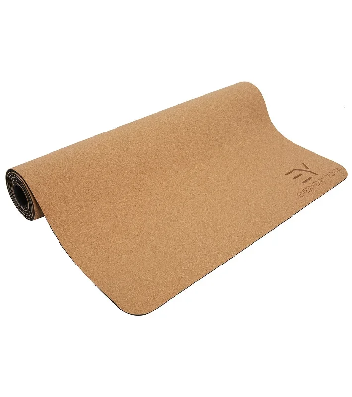 Everyday Yoga Cork Yoga Mat 72 x 26 Inch 5mm Natural Cork with Rubber