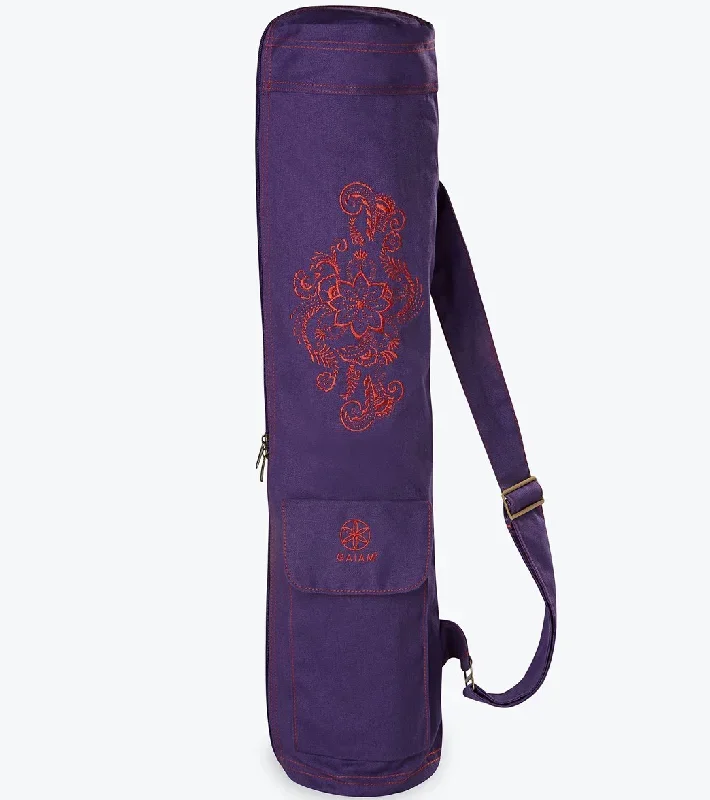 Gaiam Aubergine Embroidered Cargo Yoga Mat Bags Aubergine