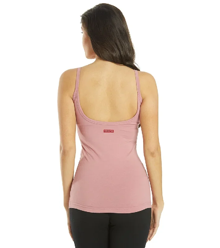 Hard Tail Scoop Back Yoga Tank Top with Bra Dusty Rose Pink