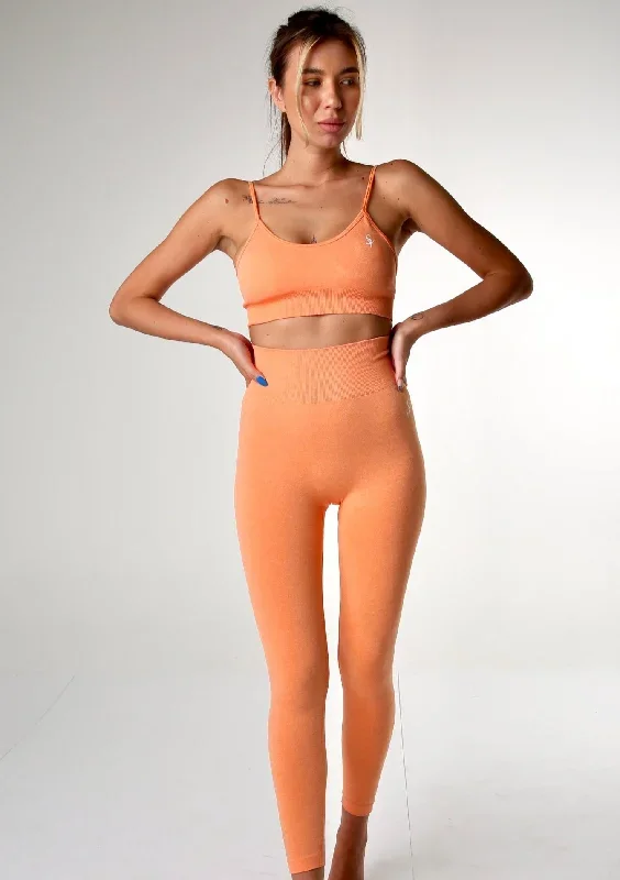 ''Joy'' Wild Orange – Solid Leggings and Sports Bra Set