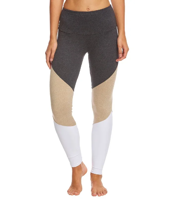 Onzie High Waisted Track Yoga Leggings Taupe Combo