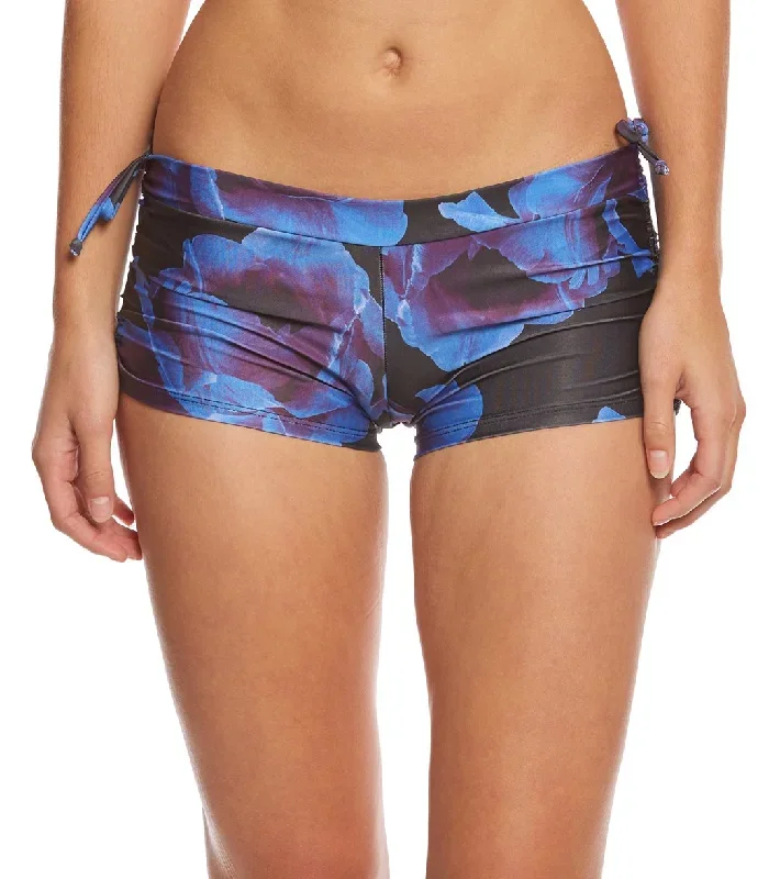 Onzie Side String Yoga Shorts Midnight Anemone