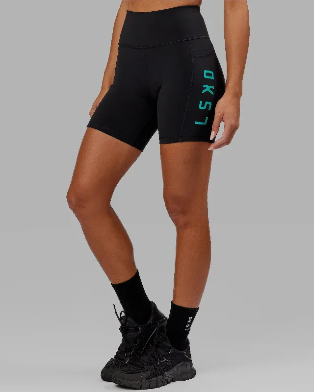 Rep Mid-Length Shorts - Black-Hyper Teal